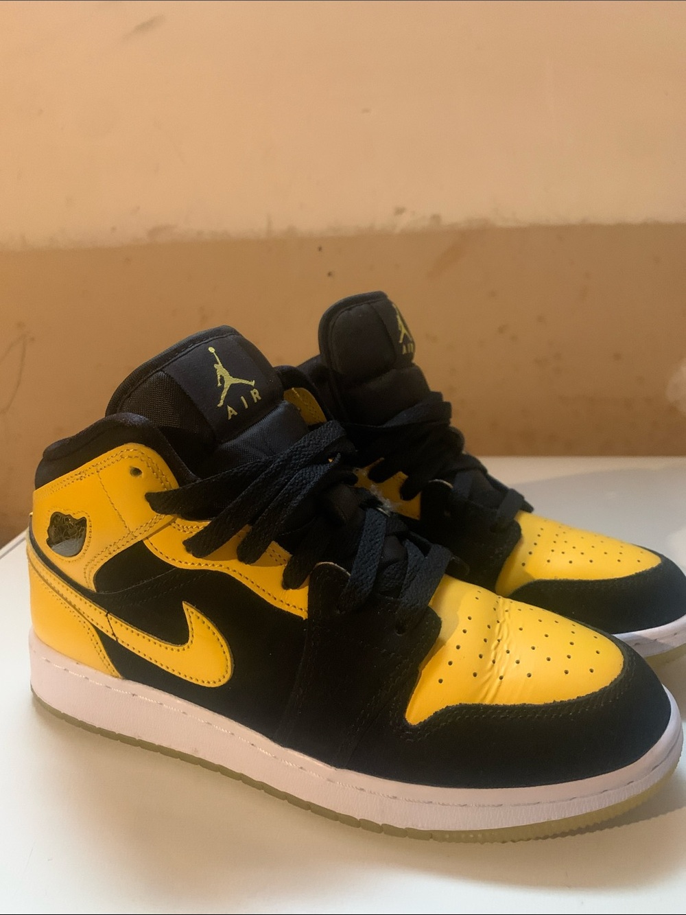 Nike Air Jordan 1 Mid Black and Yellow